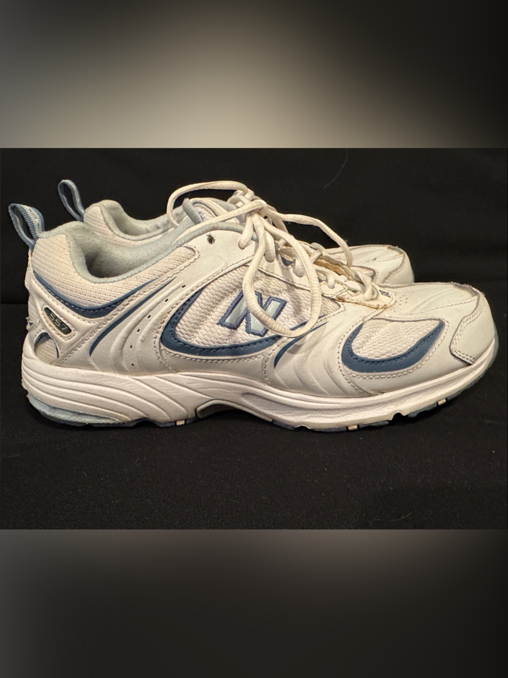 Women's New Balance 557 White and Blue Athletic Walking Sneakers